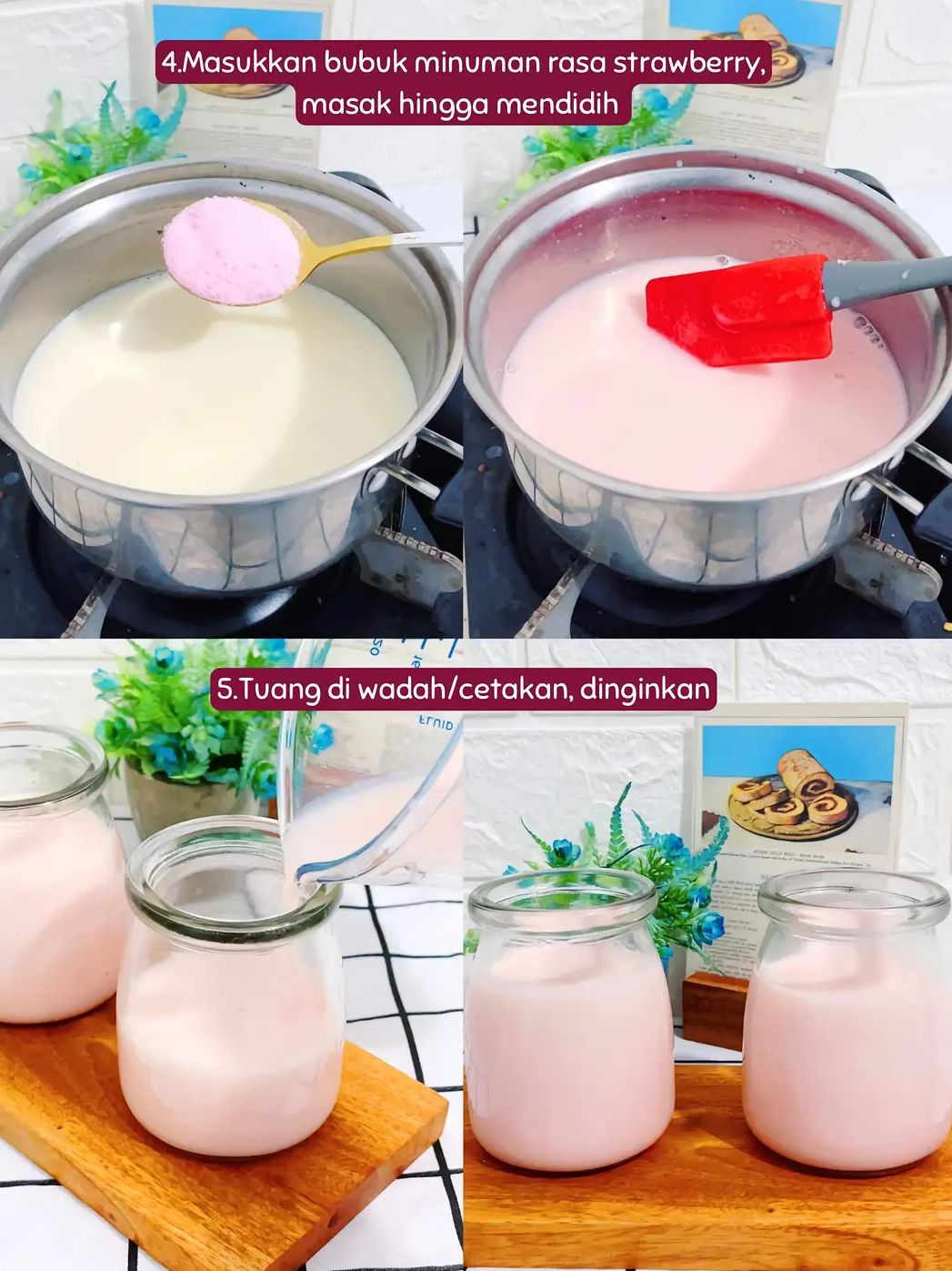 Resep Panna Cotta Strawberry Tanpa Cream