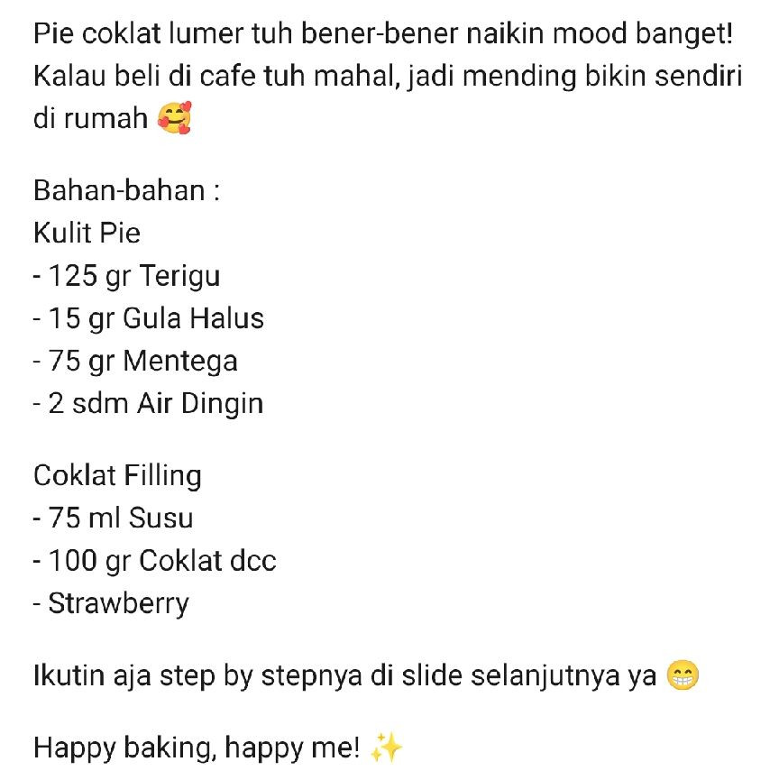 Resep Pie Cokelat Lumer Crispy Diluar với nhân socola chảy và dâu tây tươi