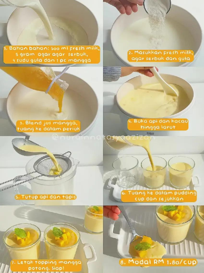 Resep Pudding Jelly Buah: Flavour Jelly Milk & Mango Jelly, Modal Rendah untuk Ide Jualan