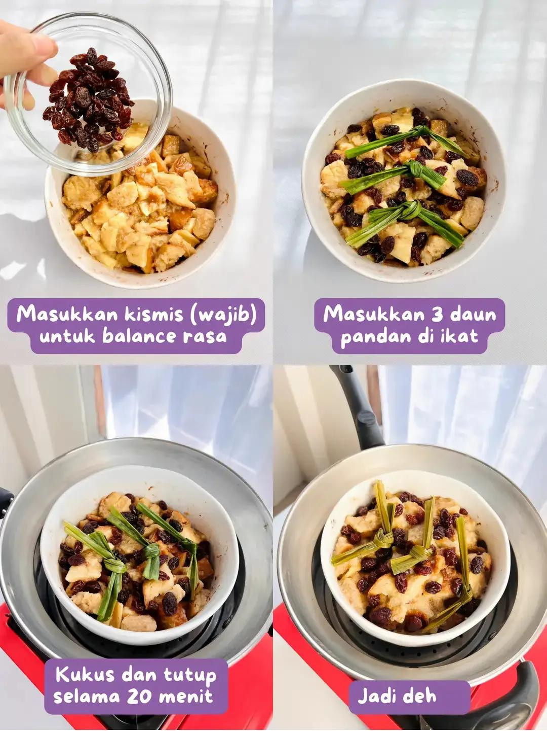 Resep Puding Roti Tawar Wangi Pakai Santan dan Kismis