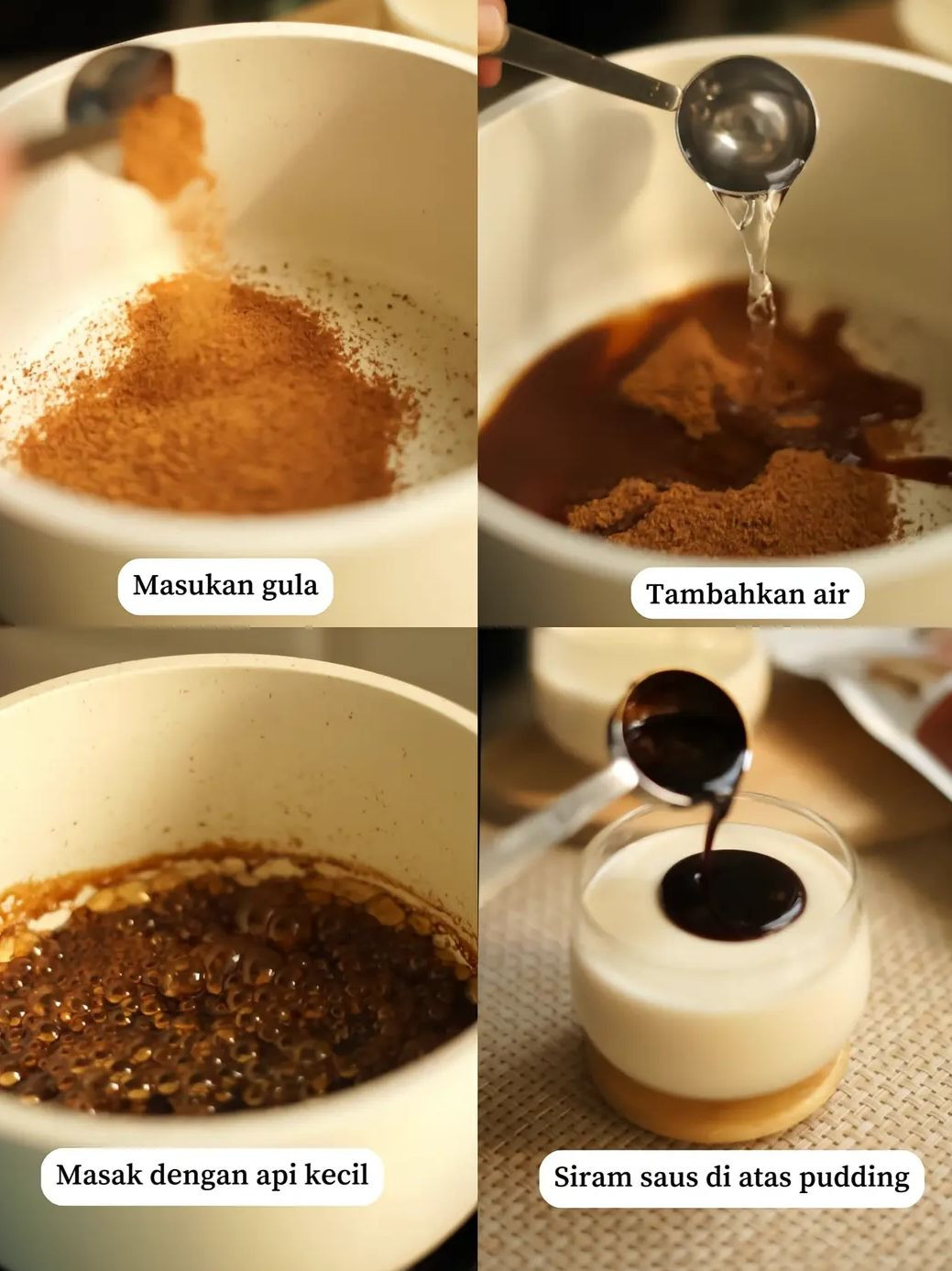 Resep Puding Susu Caramel ala Restoran dengan Topping Bubuk Kacang
