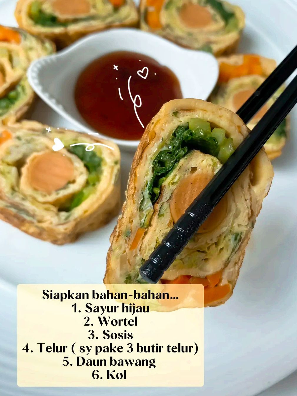 Resep Telur Gulung Simple: Món trứng cuộn rau củ và xúc xích ngon cho bữa ăn sáng Ramadan