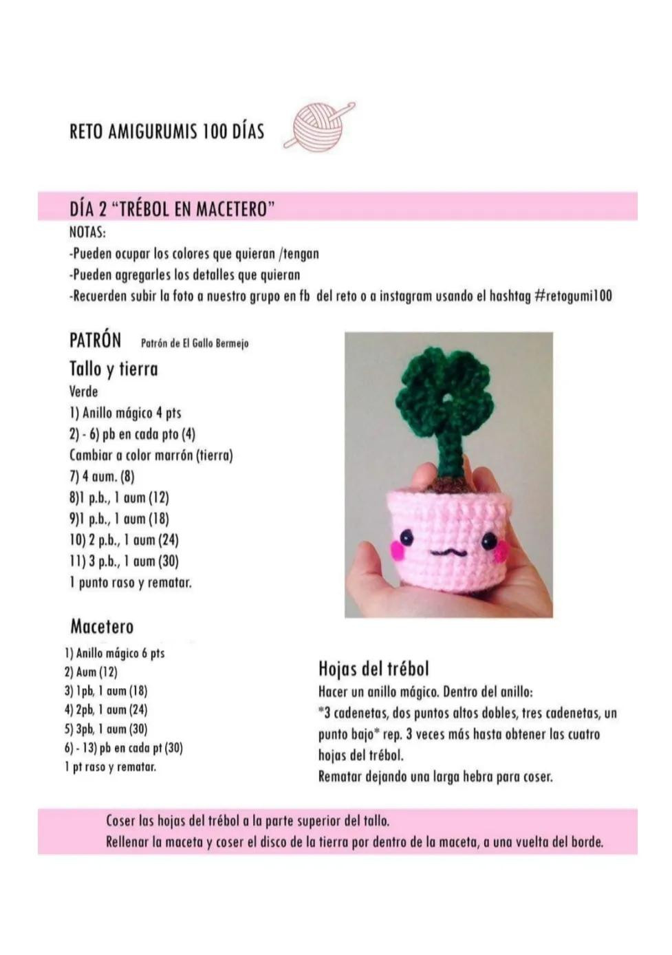 Reto Amigurumis 100 Días: Patrones de Cono de Helado, Trébol en Macetero, Abejita, Cupcake y Ballenita