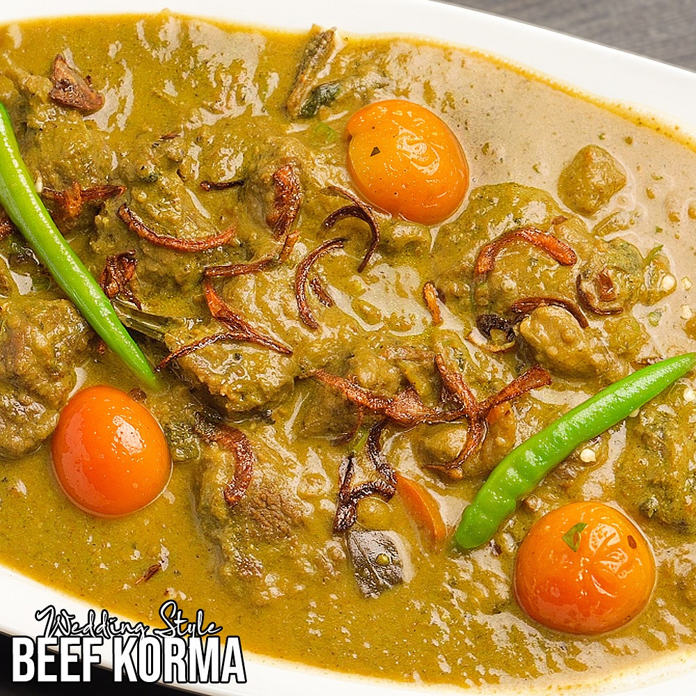 Rich & Royal Wedding Style Beef Korma Recipe with Fried Onions and Spices