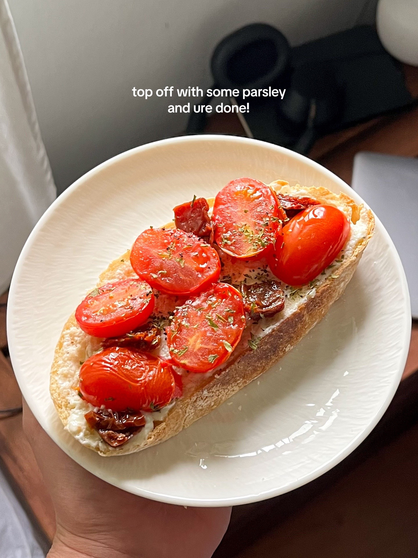 Roasted Tomato Toast with Garlic Yoghurt Spread