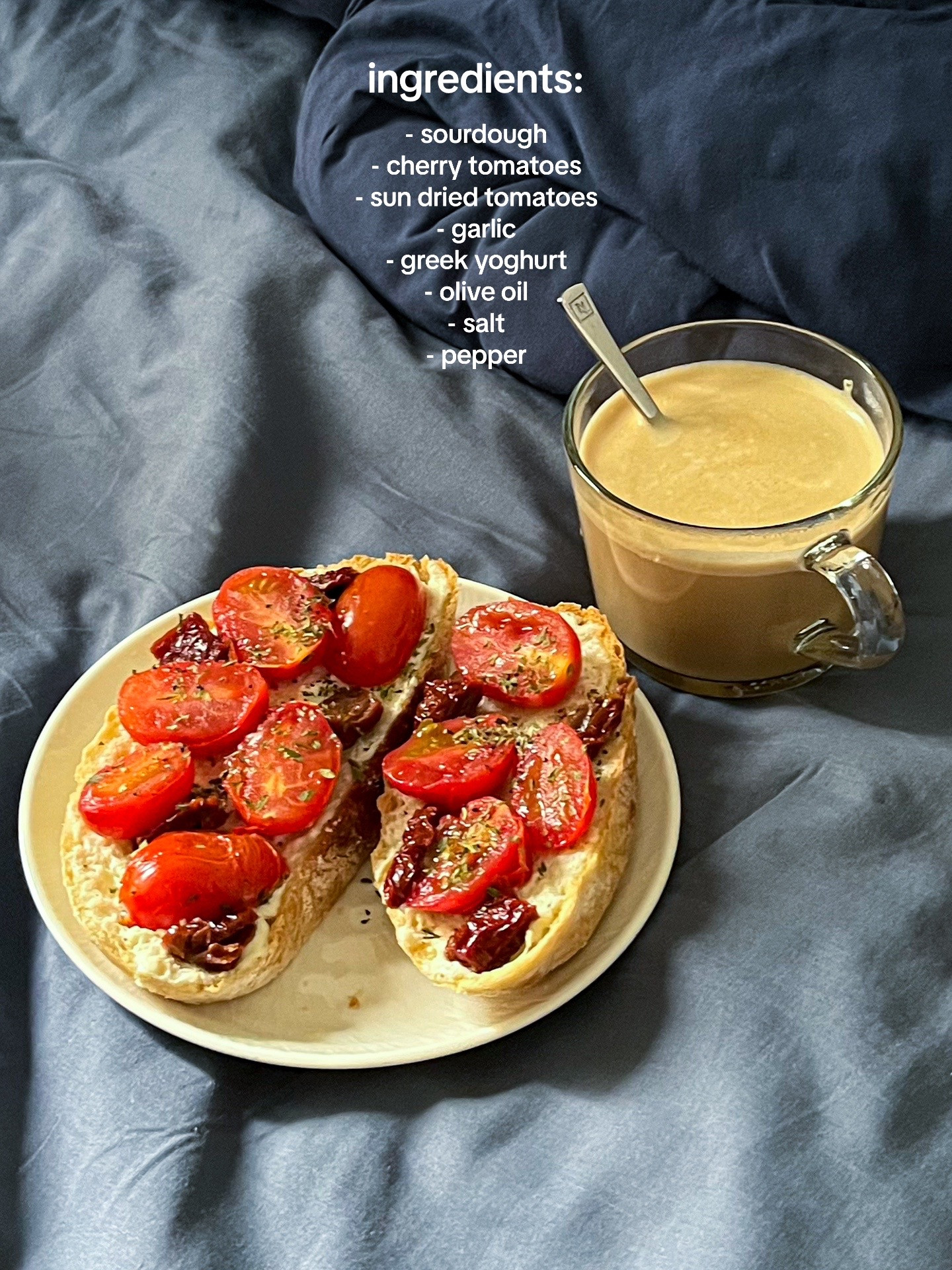 Roasted Tomato Toast with Garlic Yoghurt Spread