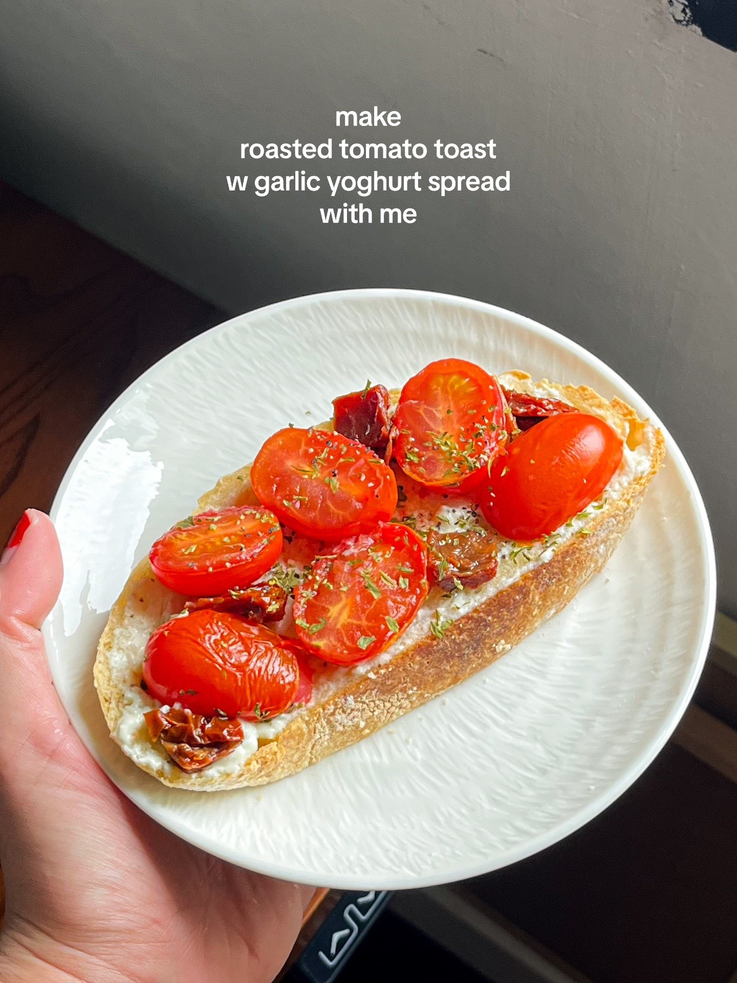 Roasted Tomato Toast with Garlic Yoghurt Spread