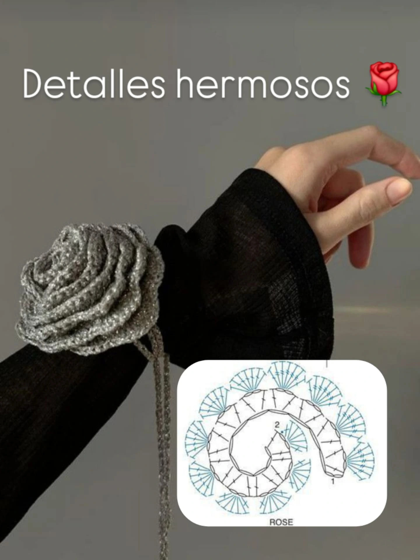 Rosa de crochet trenzada: collar, cinturón y accesorios con esquema paso a paso