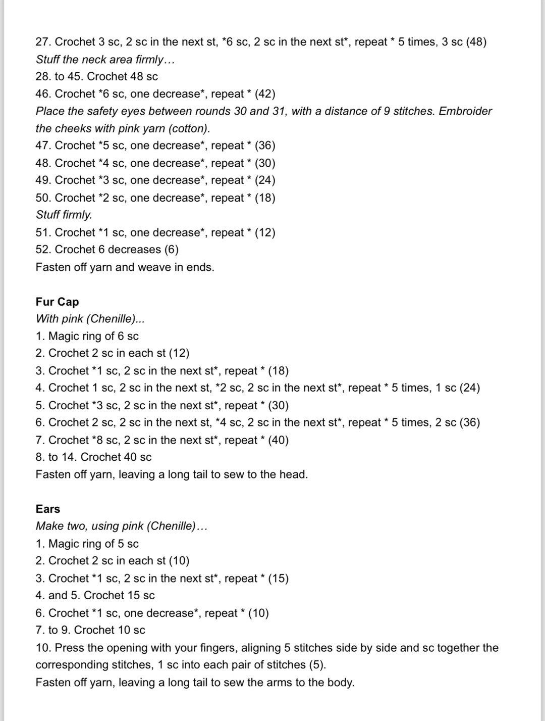 Rosa Poodle Amigurumi Crochet Pattern - Pink Chenille Dog Doll