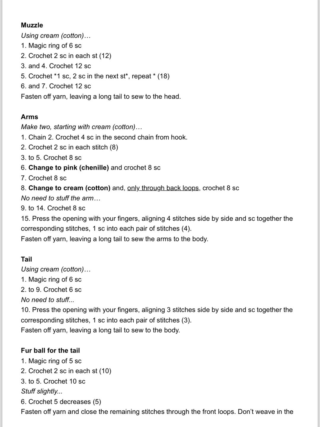 Rosa Poodle Amigurumi Crochet Pattern - Pink Chenille Dog Doll