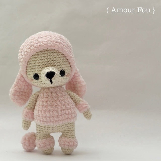 Rosa Poodle Amigurumi Crochet Pattern - Pink Chenille Dog Doll