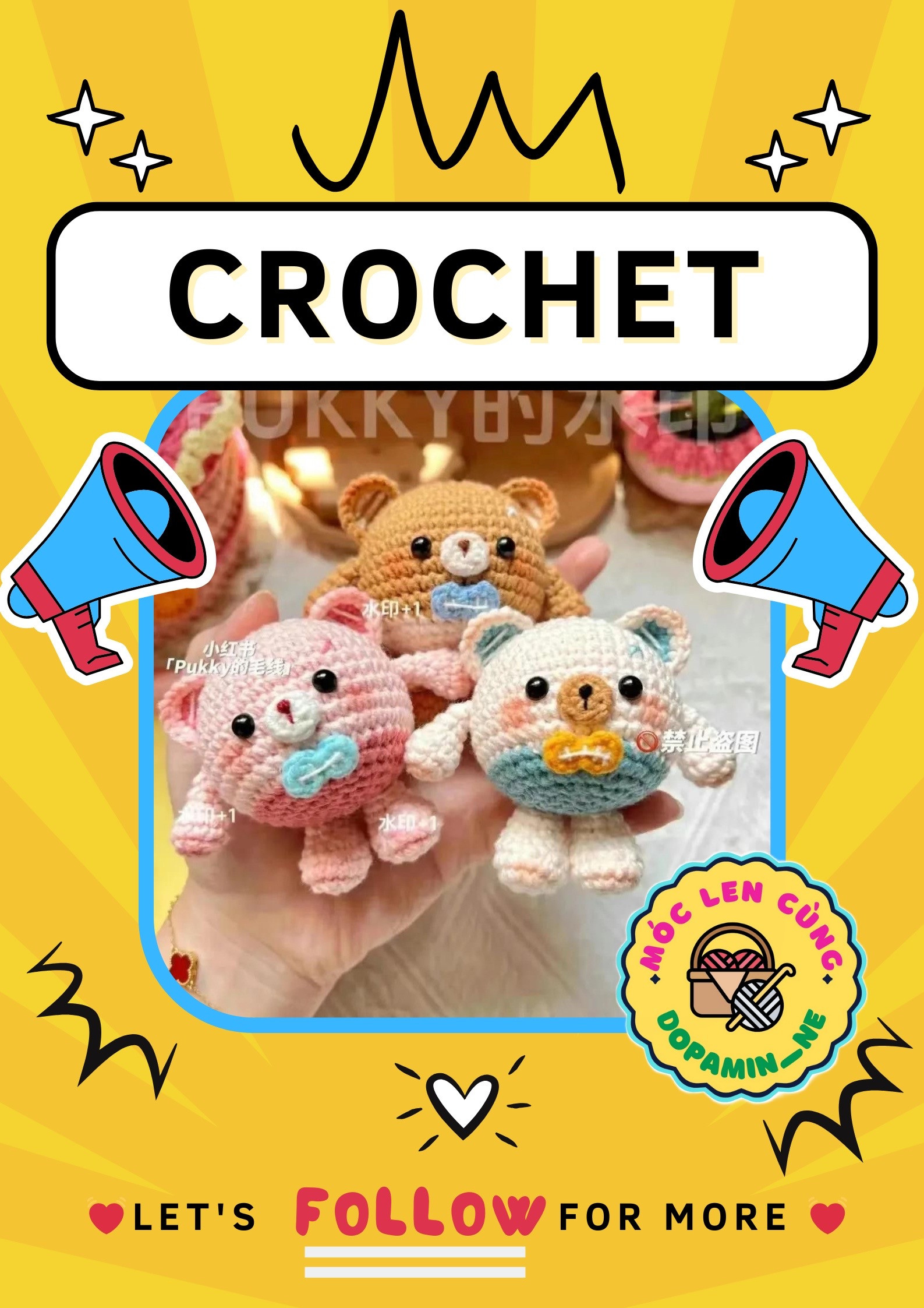 Round bear crochet pattern chart