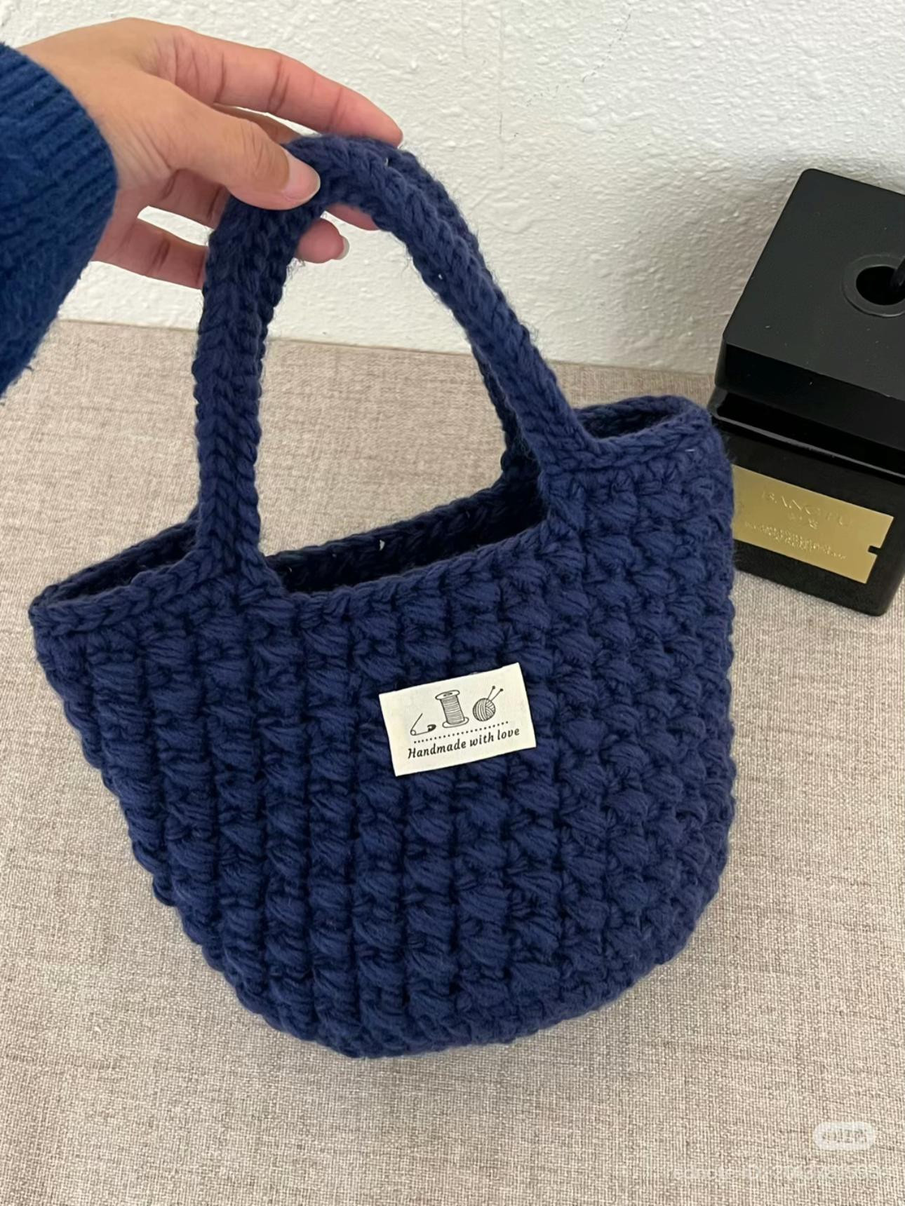 Royal Blue Korean Style Crochet Tote Bag Pattern