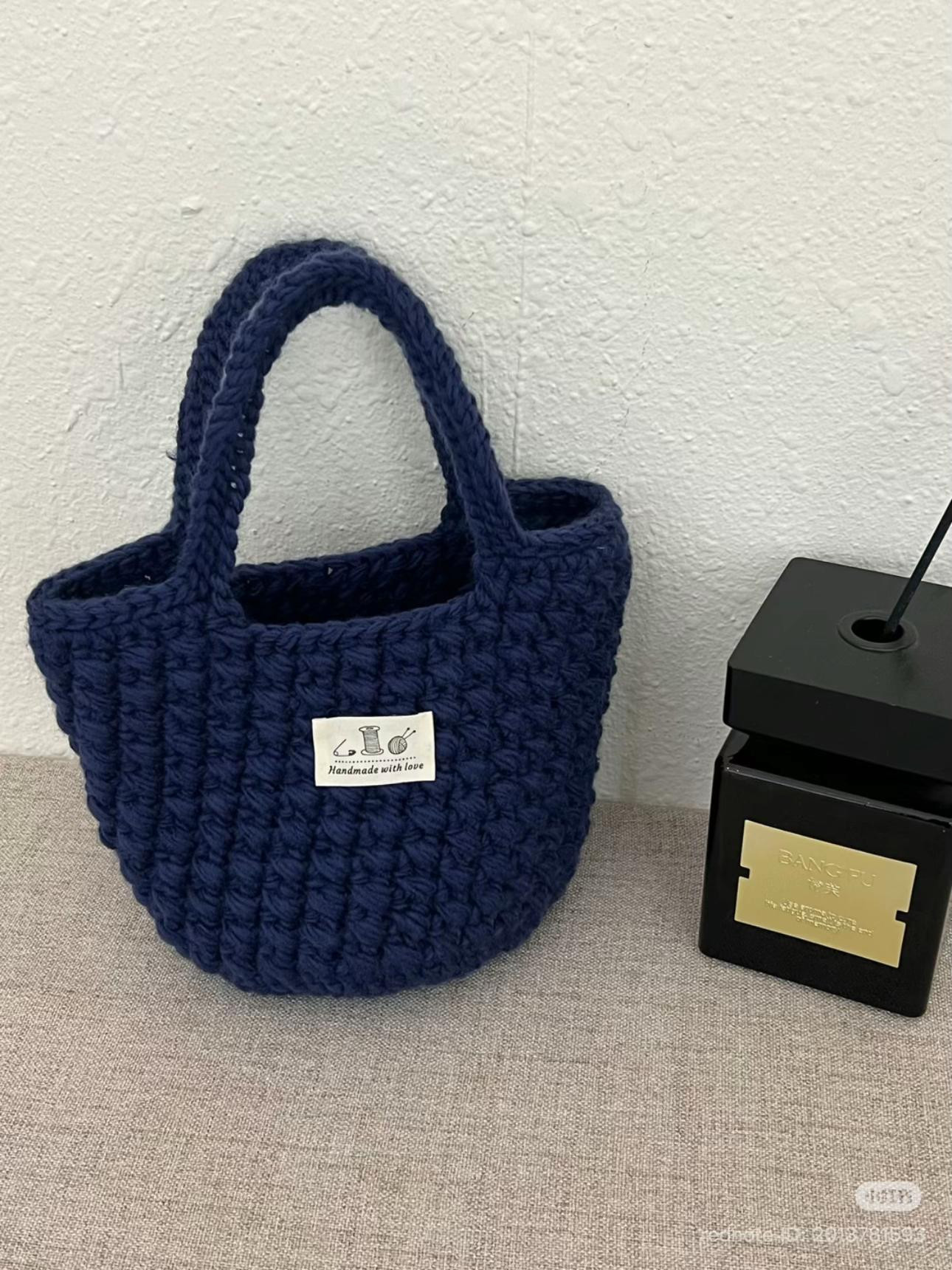 Royal Blue Korean Style Crochet Tote Bag Pattern