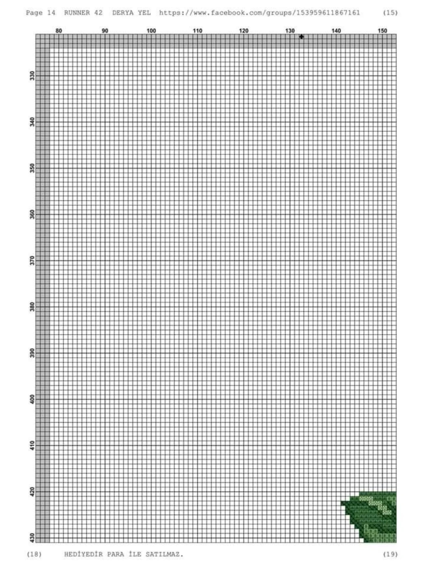 Runner 42: Cross-stitch pattern for table runner with red roses and white lace border by Derya Yel