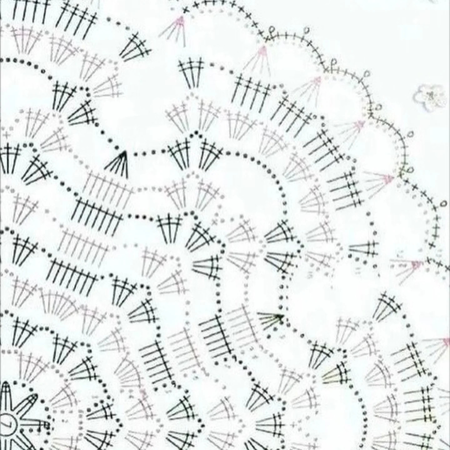 Russian Crochet Doily Chart: Light Brown Iris Thread Pattern