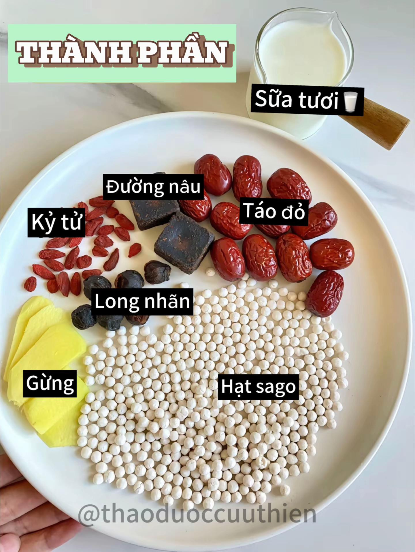 Sago sữa tươi táo đỏ, kỷ tử và long nhãn bổ dưỡng