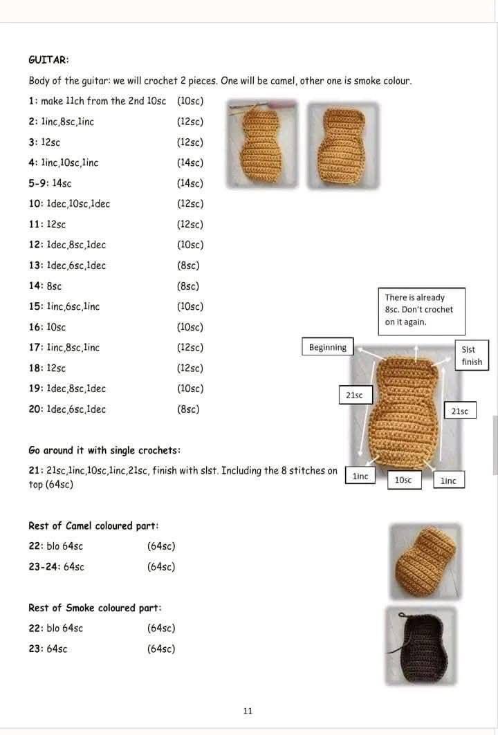 Sahra Doll Crochet Pattern with Guitar and Outfit