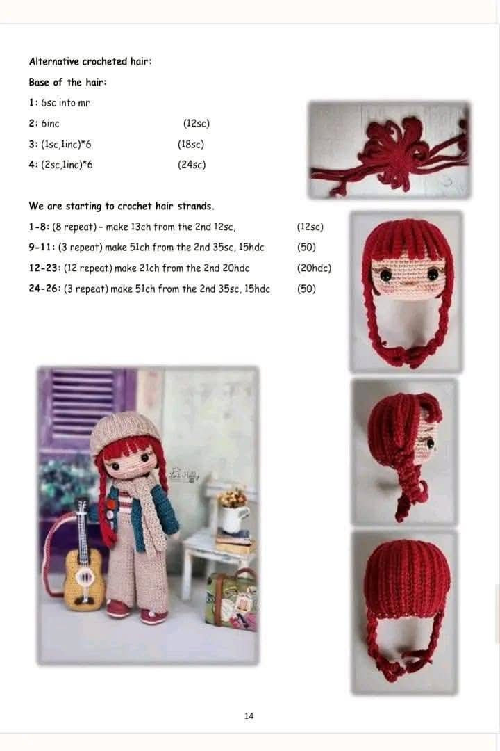 Sahra Doll Crochet Pattern with Guitar and Outfit