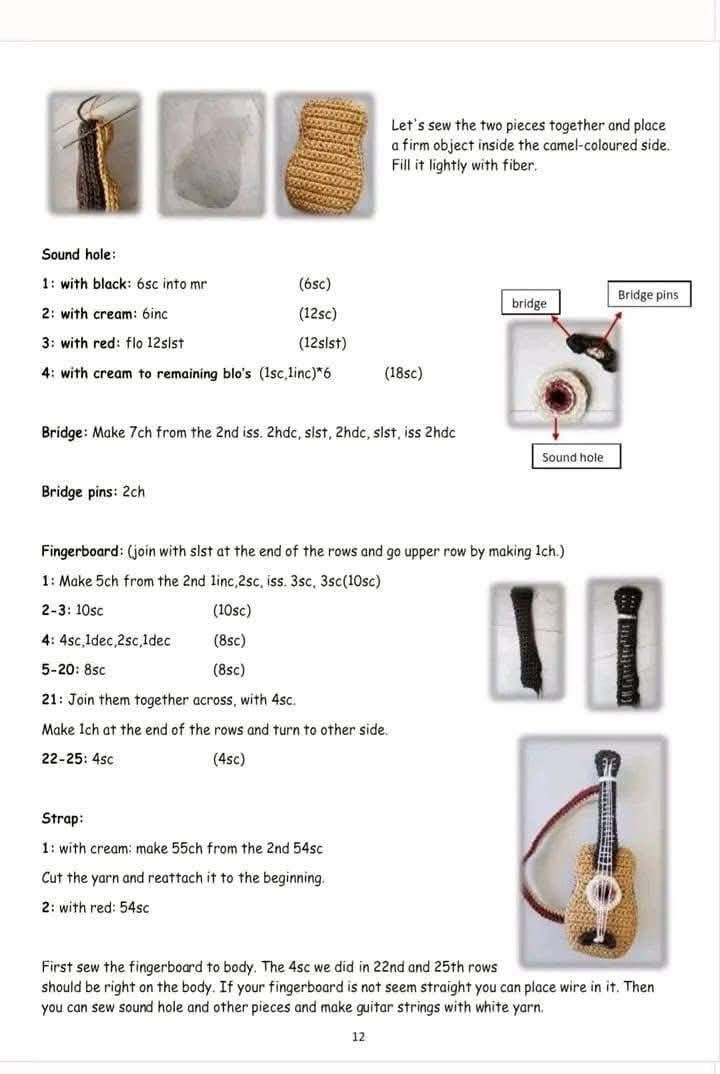 Sahra Doll Crochet Pattern with Guitar and Outfit