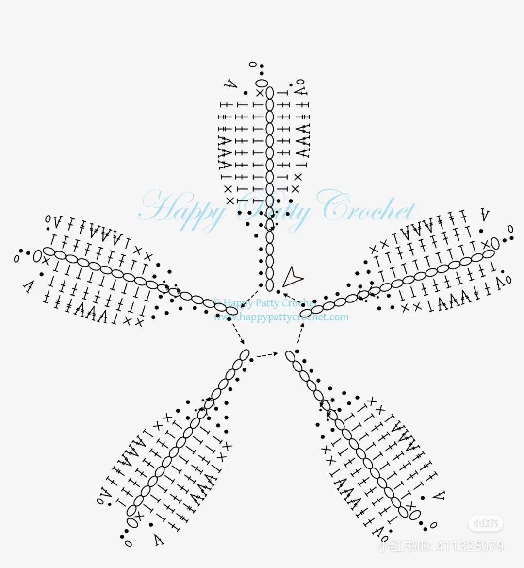 Sakura Cherry Blossom Crochet Flower Branch Pattern Chart