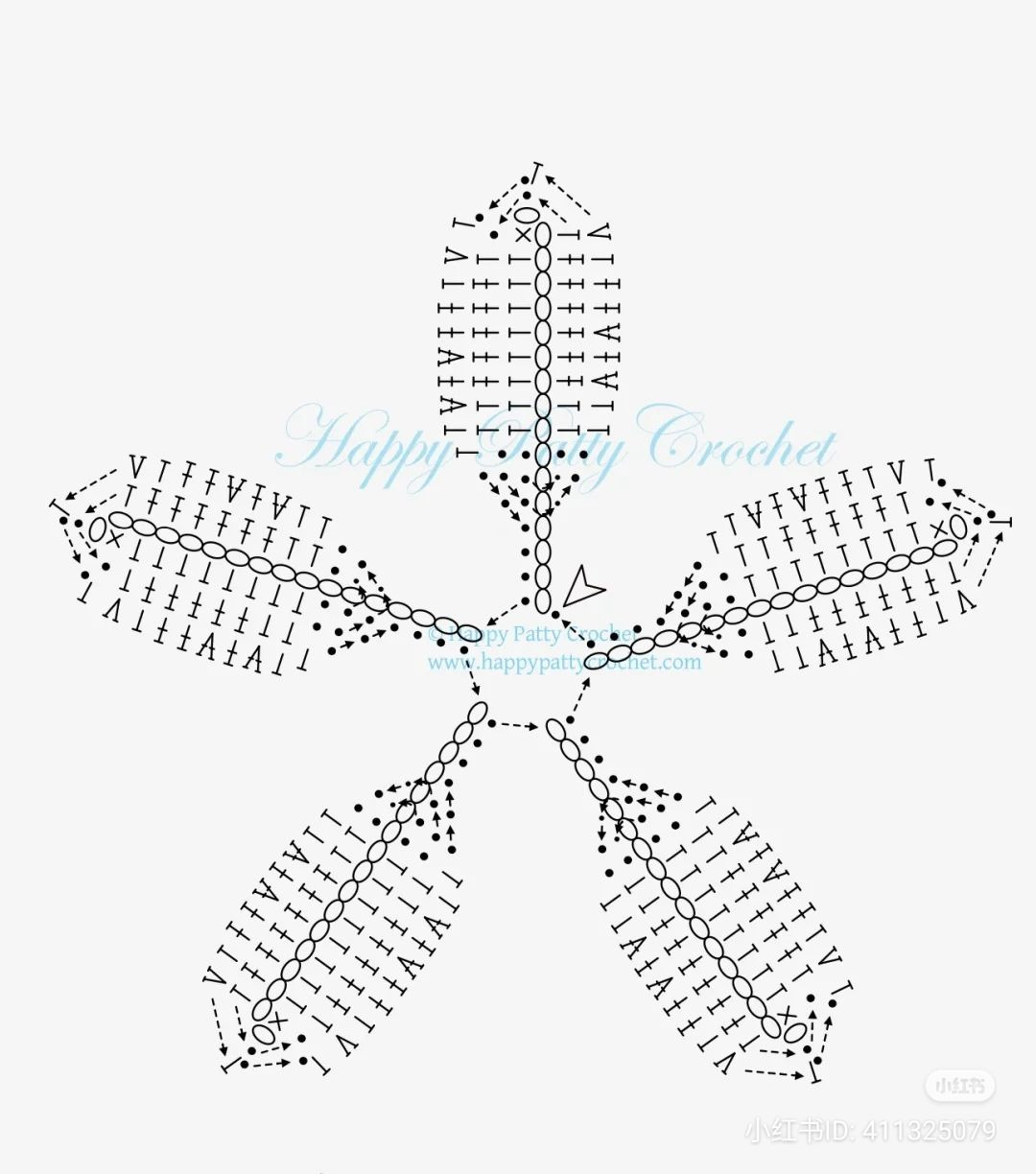 Sakura Cherry Blossom Crochet Flower Branch Pattern Chart