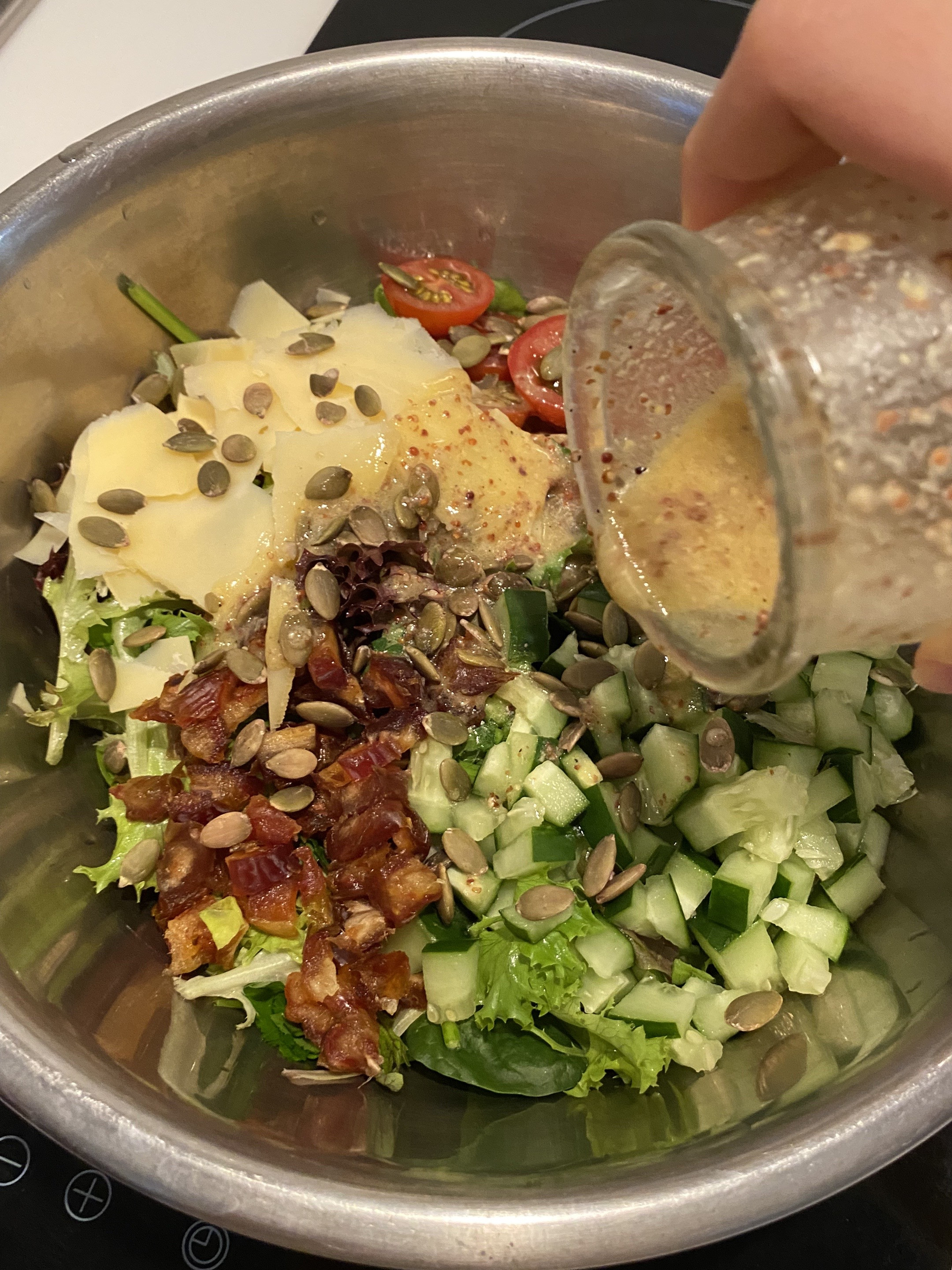 Salad 101: Fresh Greens, Cucumber, and Homemade Dijon Honey Dressing for Iftar