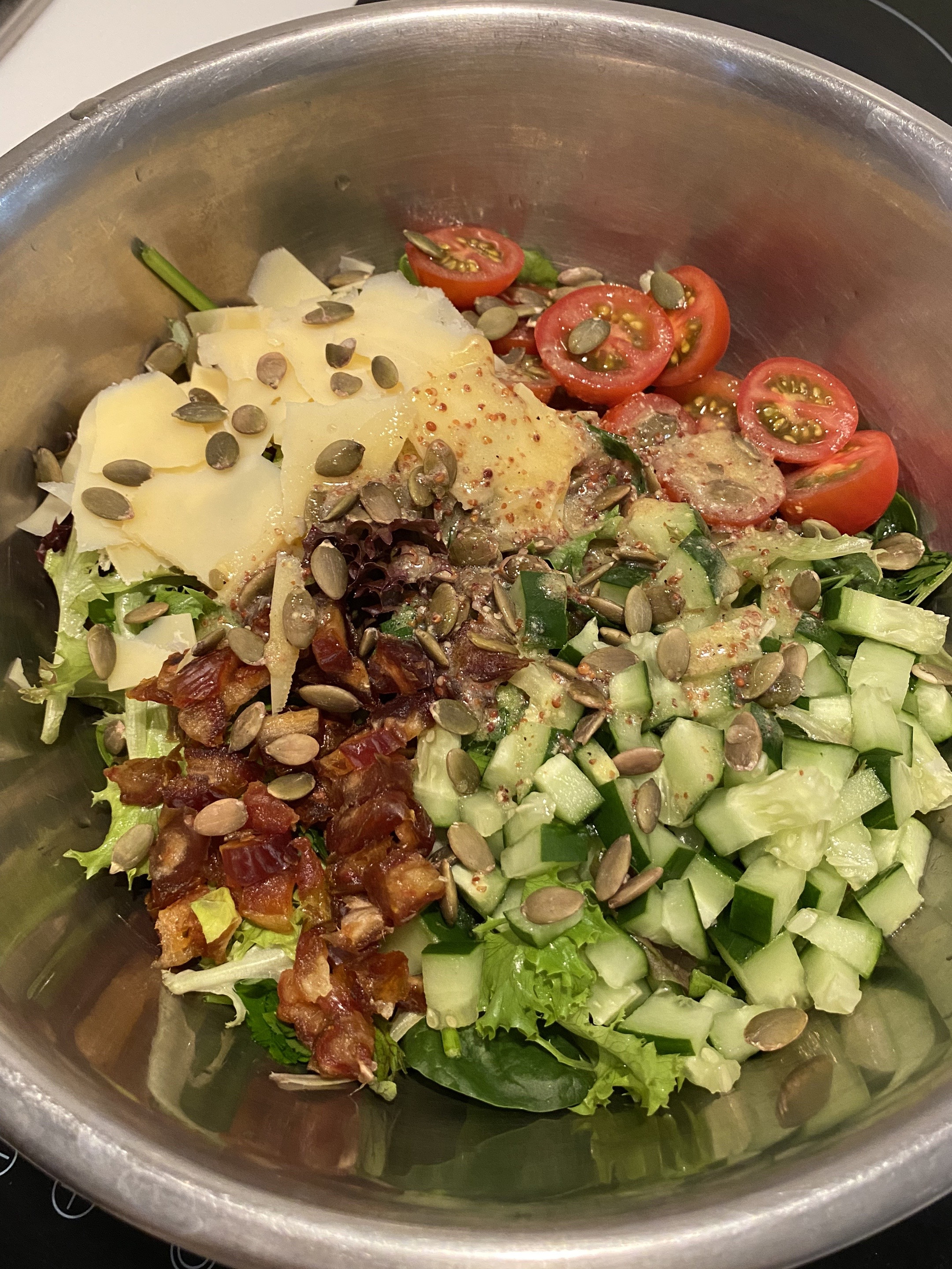 Salad 101: Fresh Greens, Cucumber, and Homemade Dijon Honey Dressing for Iftar