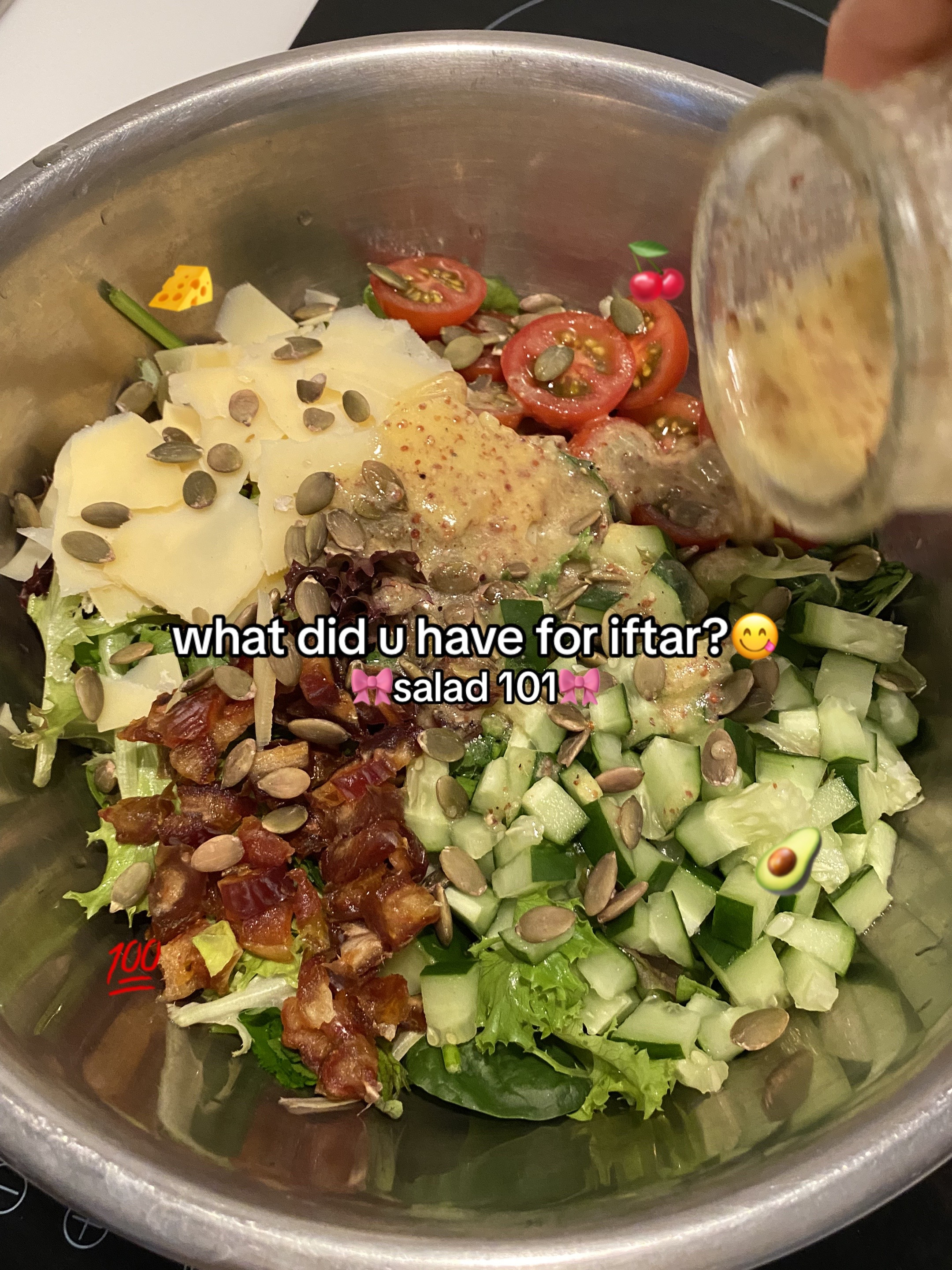 Salad 101: Fresh Greens, Cucumber, and Homemade Dijon Honey Dressing for Iftar
