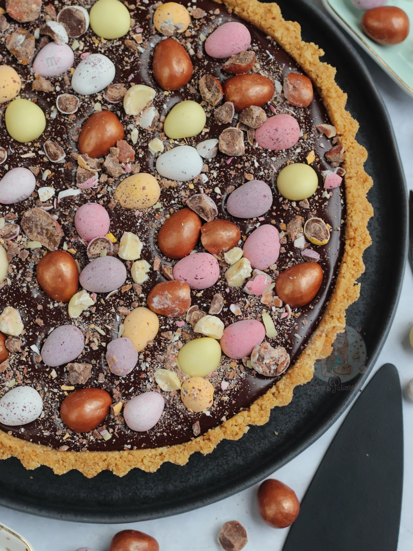 Salted Caramel Easter Tart with Chocolate Ganache and Mini Eggs