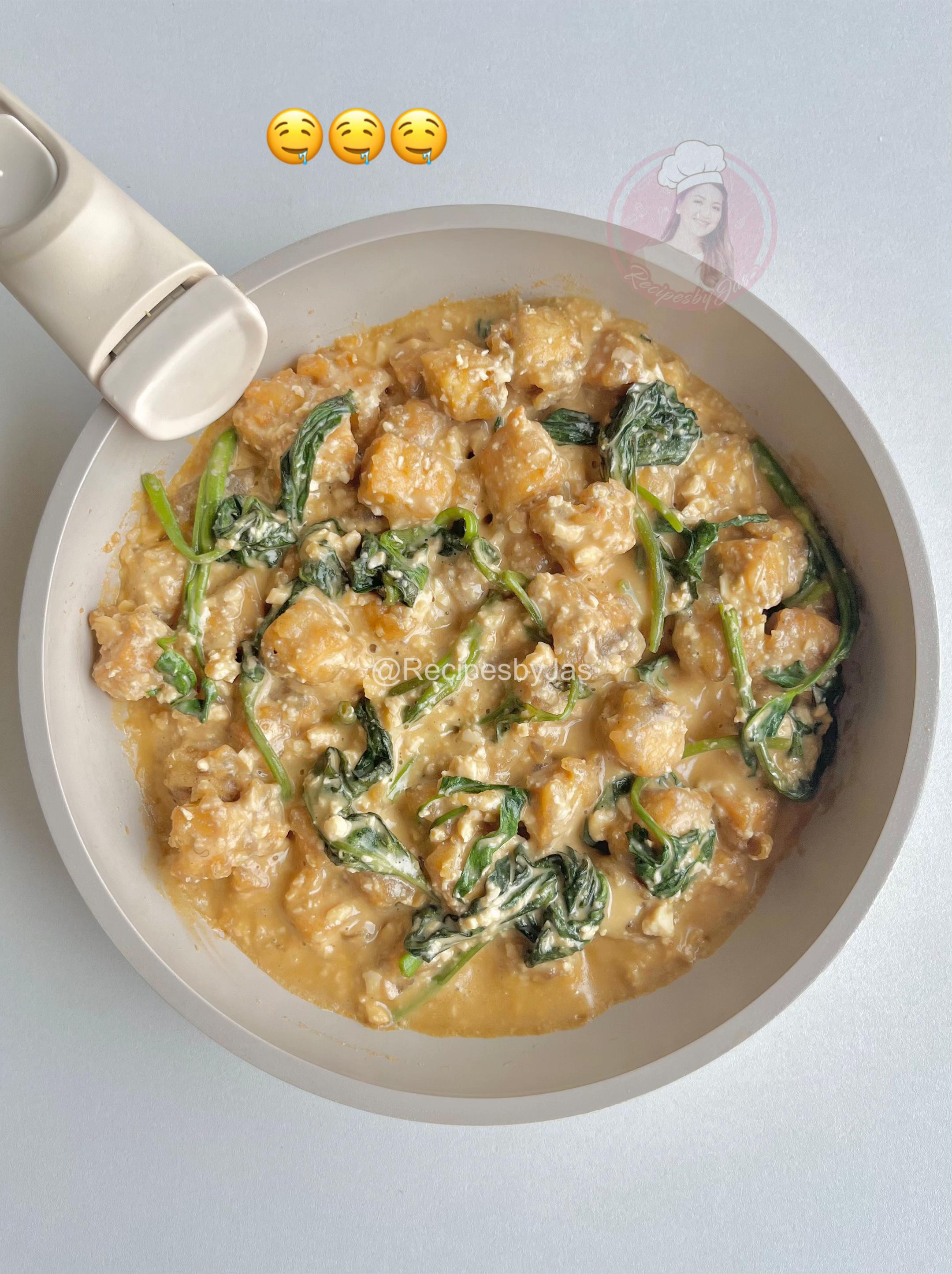 Salted Egg Tokwa with Kangkong