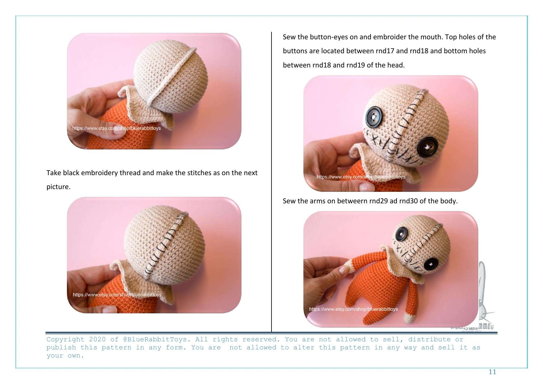 Sam Halloween Crochet Pattern: Scary Boy with Burlap Bag Head Amigurumi Tutorial