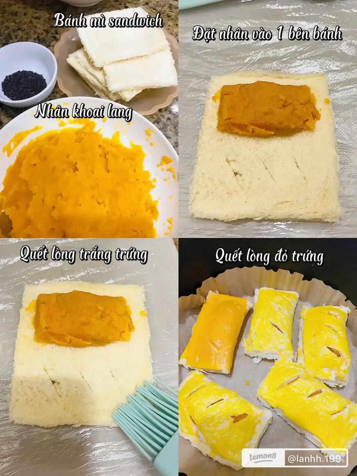 Sandwich Khoai Lang Nướng: Cách làm bánh mì sandwich nhân khoai lang thơm ngon, giòn vỏ