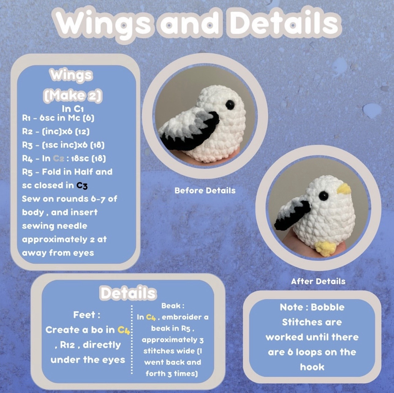 Sandy the Seagull Free Crochet Amigurumi Pattern