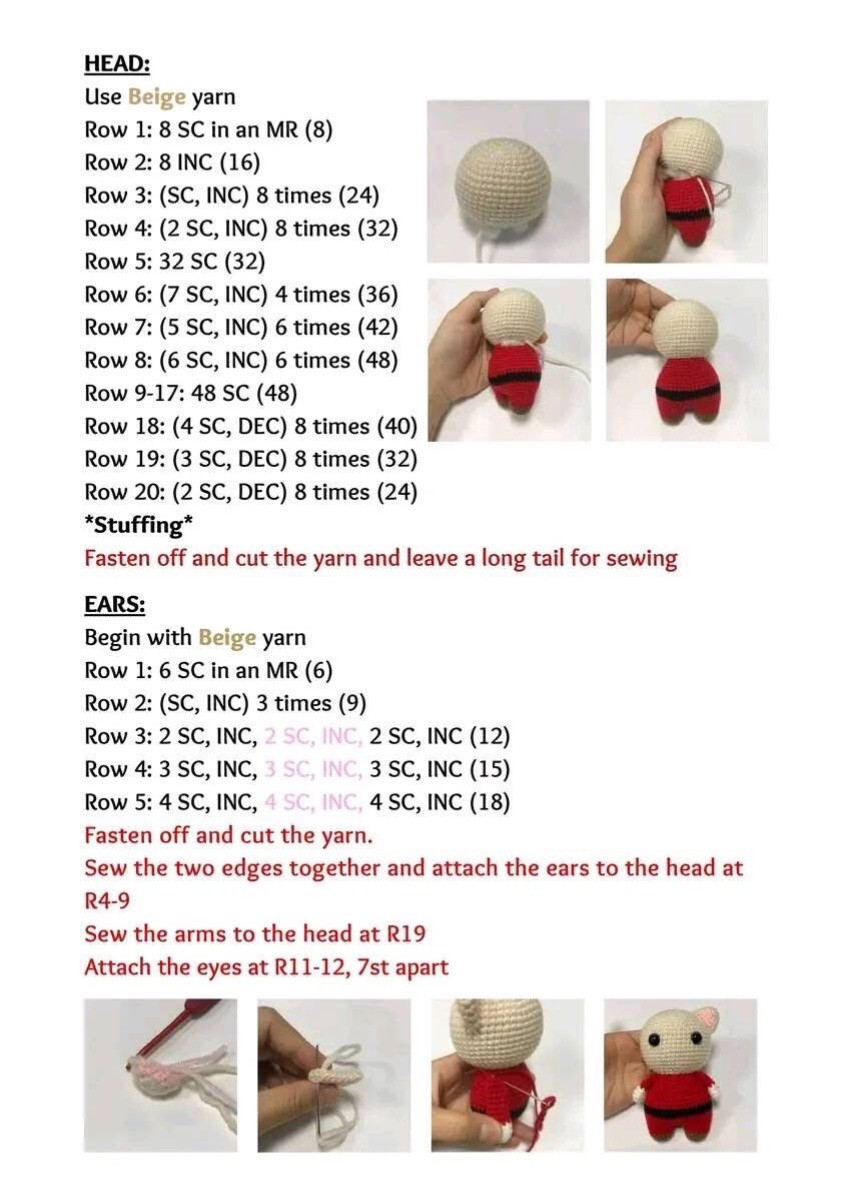 Santa Christmas Cat Amigurumi Crochet Pattern