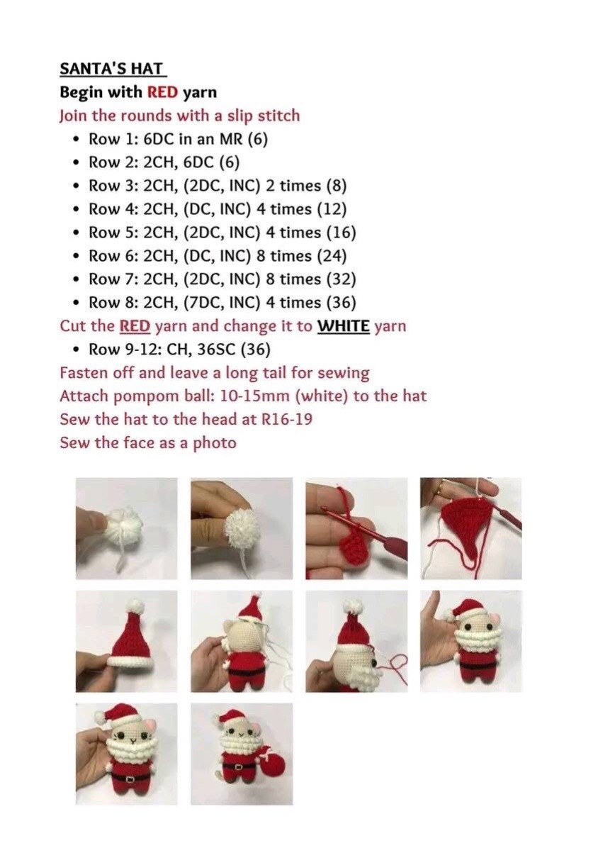 Santa Christmas Cat Amigurumi Crochet Pattern
