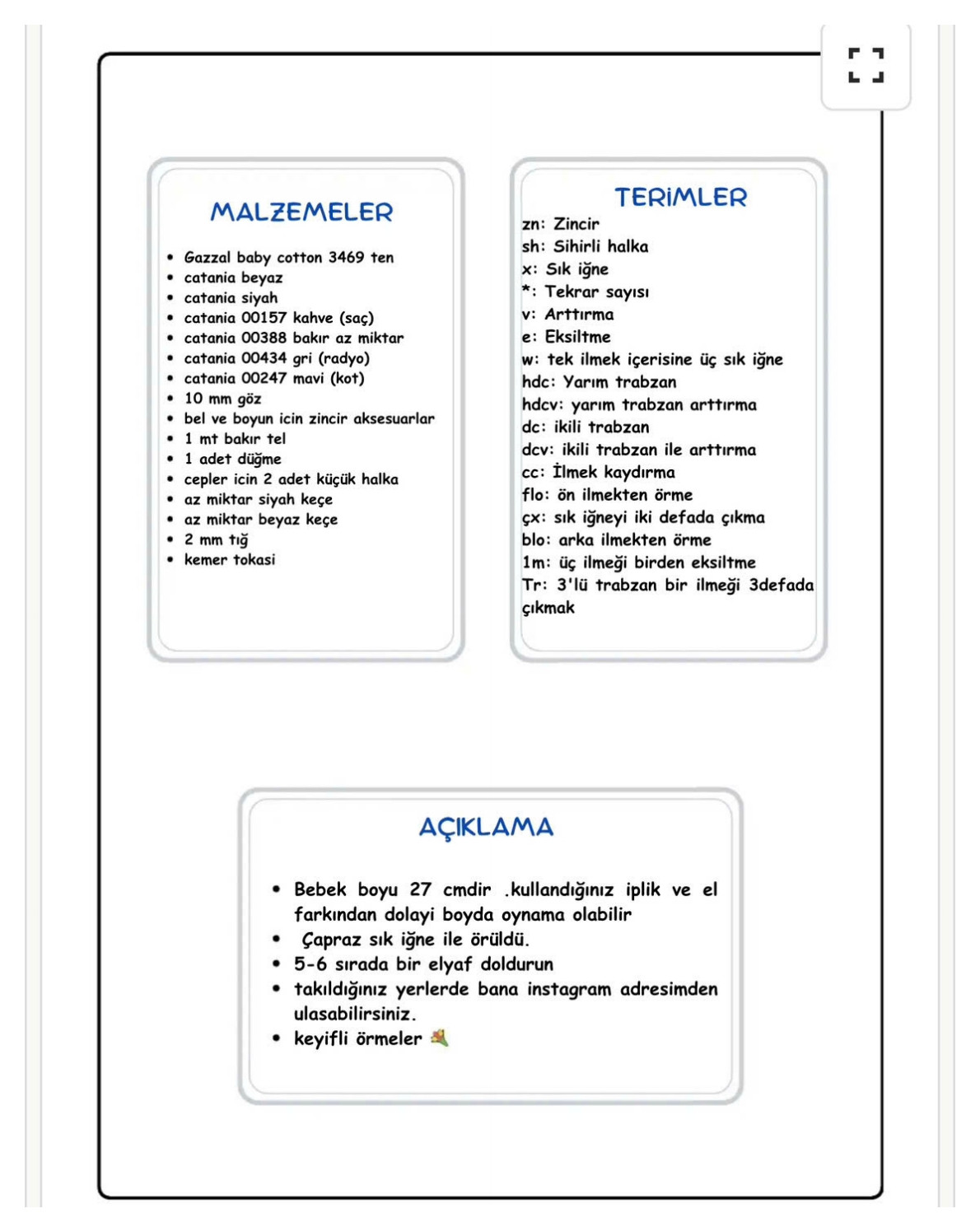 Sasha Doll Tarifi - Amigurumi Bebek Örgü Şeması
