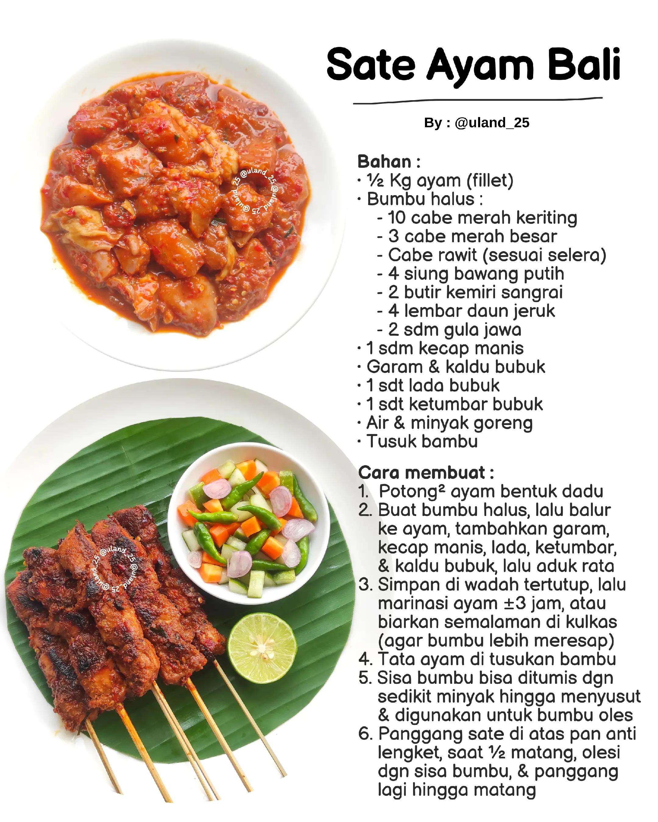 Sate Ayam Bali + Lontong Daun Pisang & Acar Timun Wortel (Resep Lengkap)
