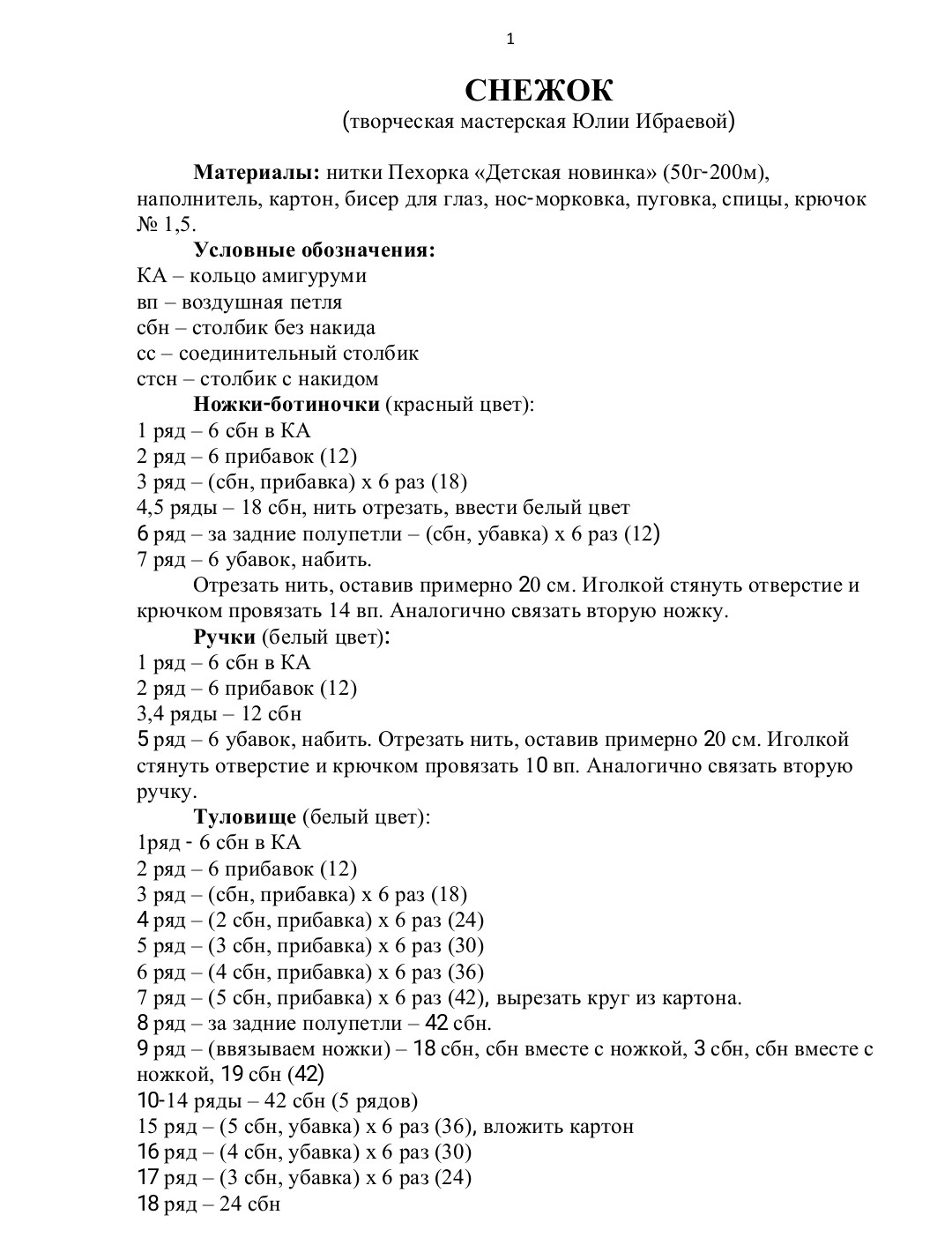 Schematic hướng dẫn móc len búp bê người tuyết Noel