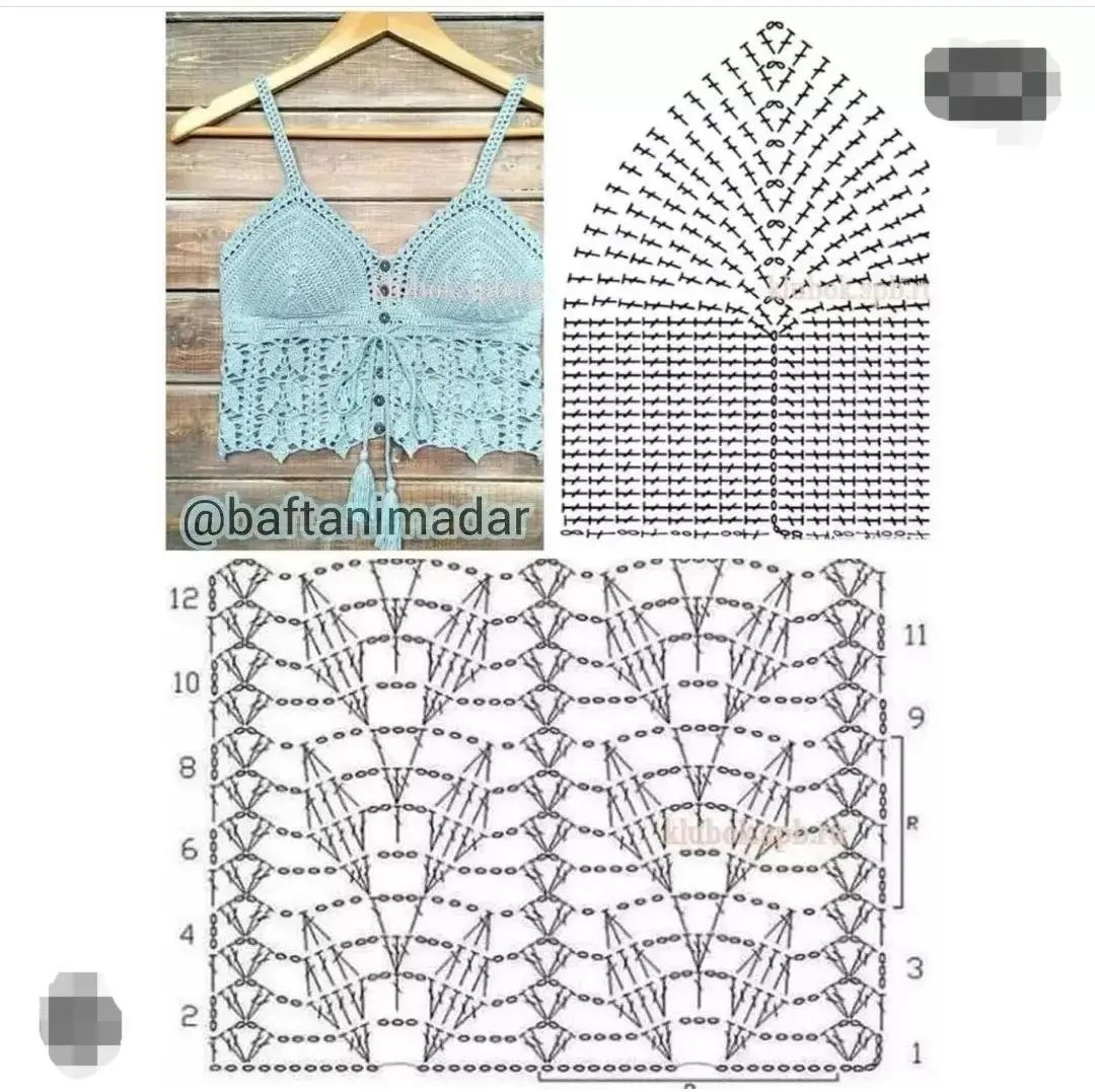 Schemi per reggiseno e top in maglia: modelli eleganti con dettagli a punto croce