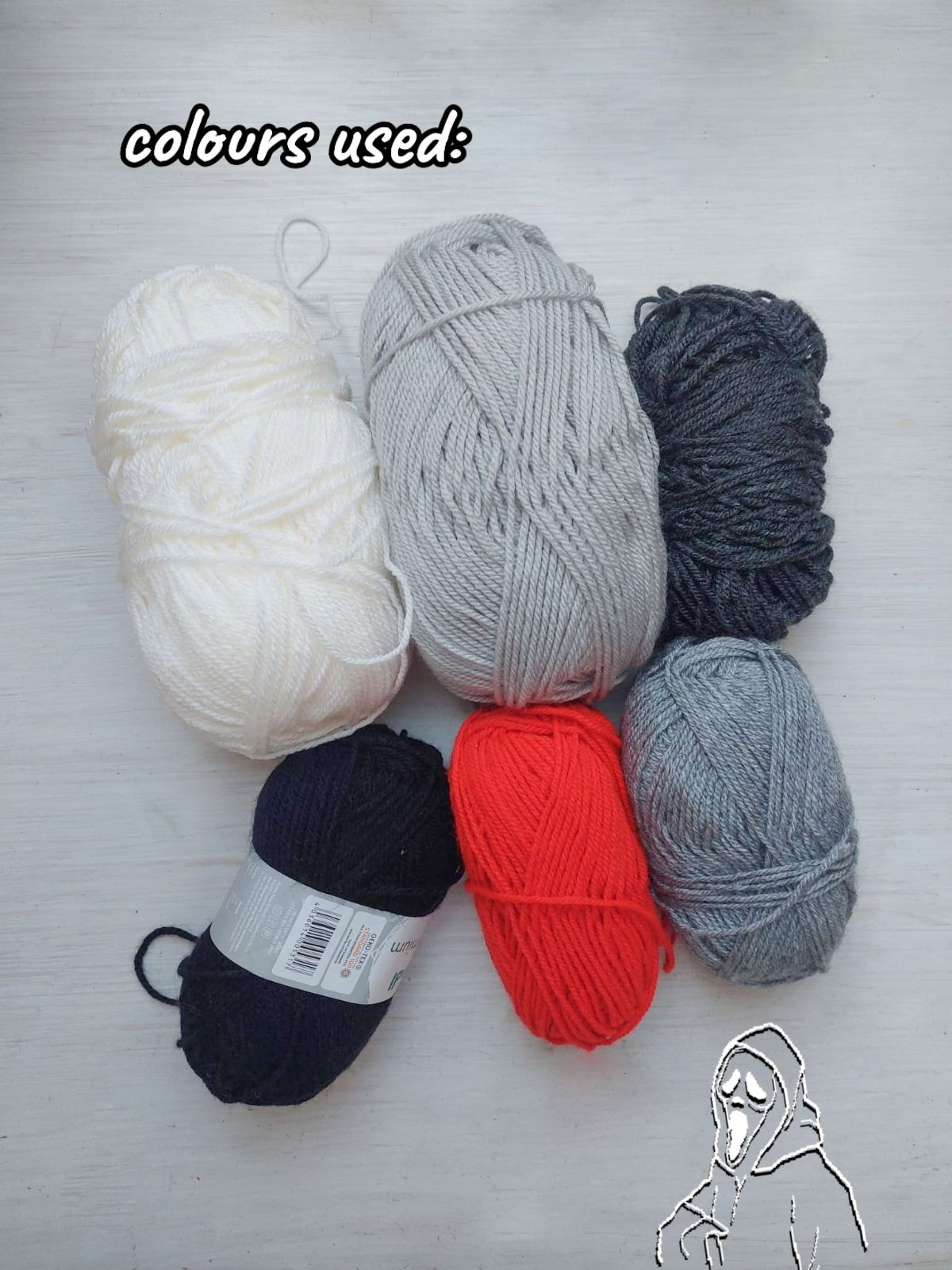 Scream Ghostface Pixel Chart and Tapestry Crochet Pattern with Yarn Colors