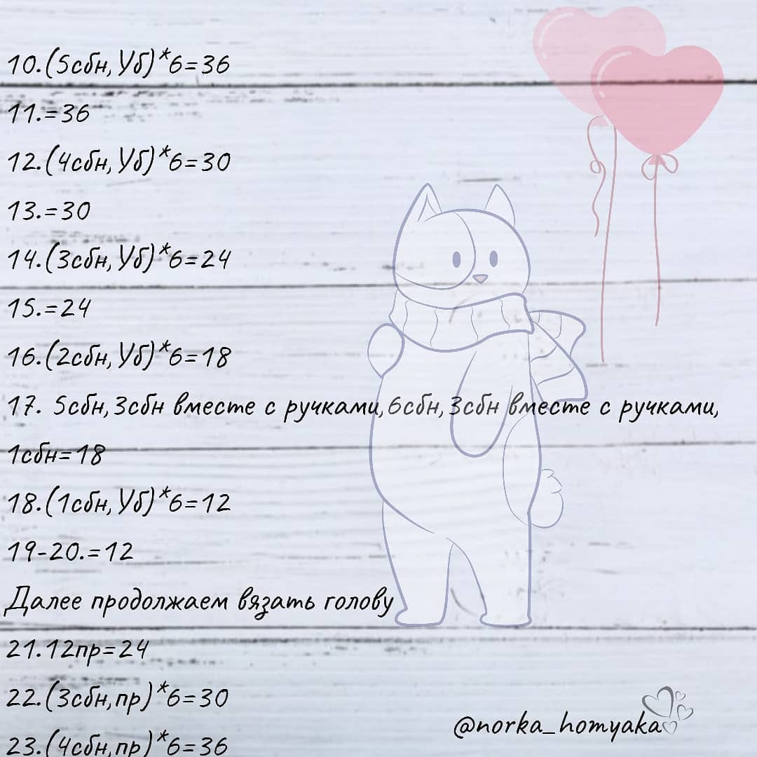 Сердце-котики: Бесплатное описание вязания амигуруми кота с сердцем