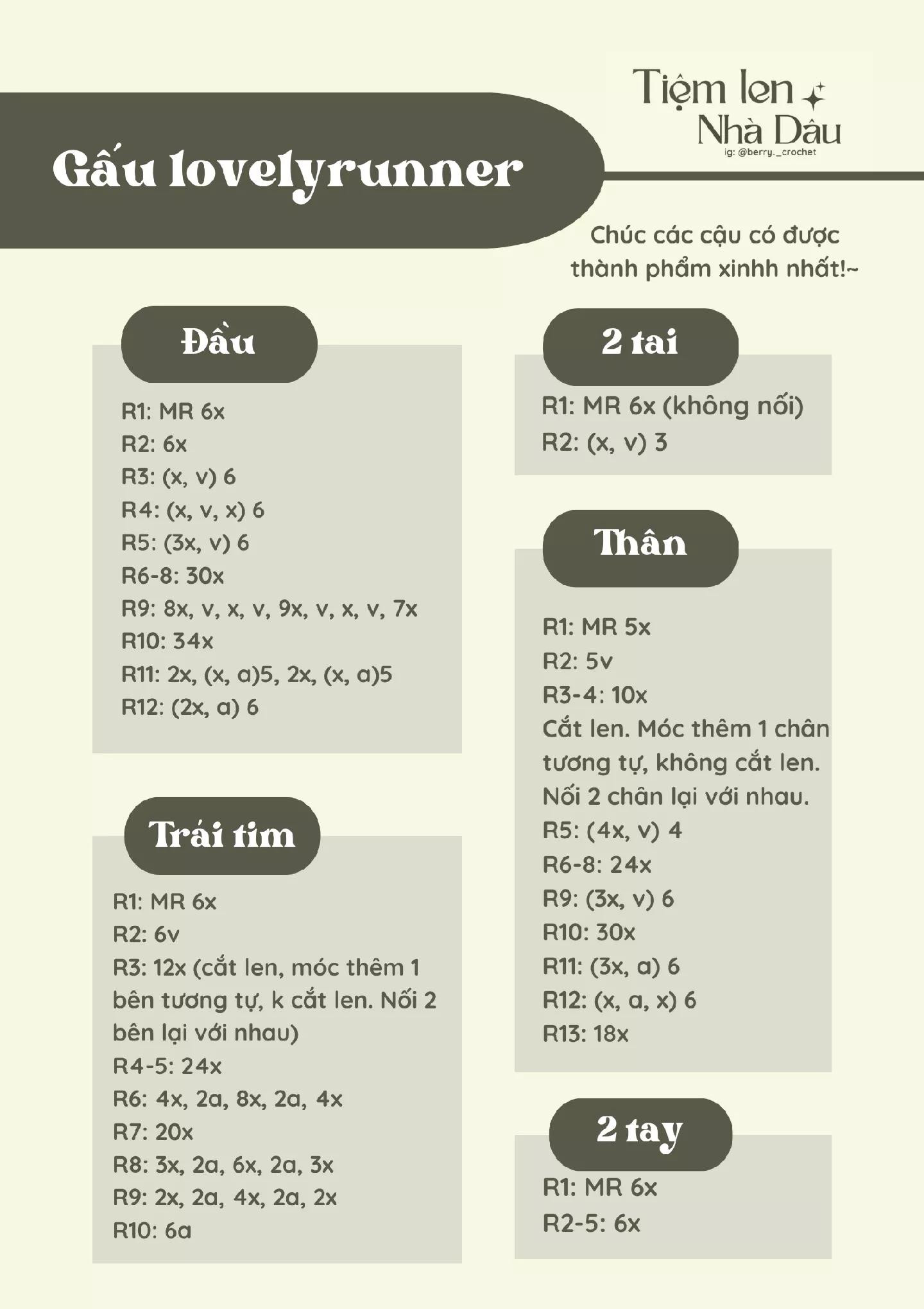 Share chart móc len gấu Lovely Runner