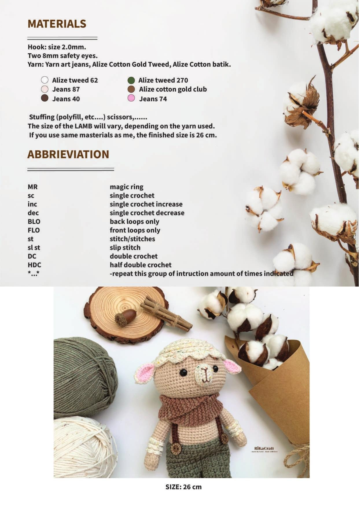 Sheepy The Little Lamb Crochet Amigurumi Pattern by RiKaCraft