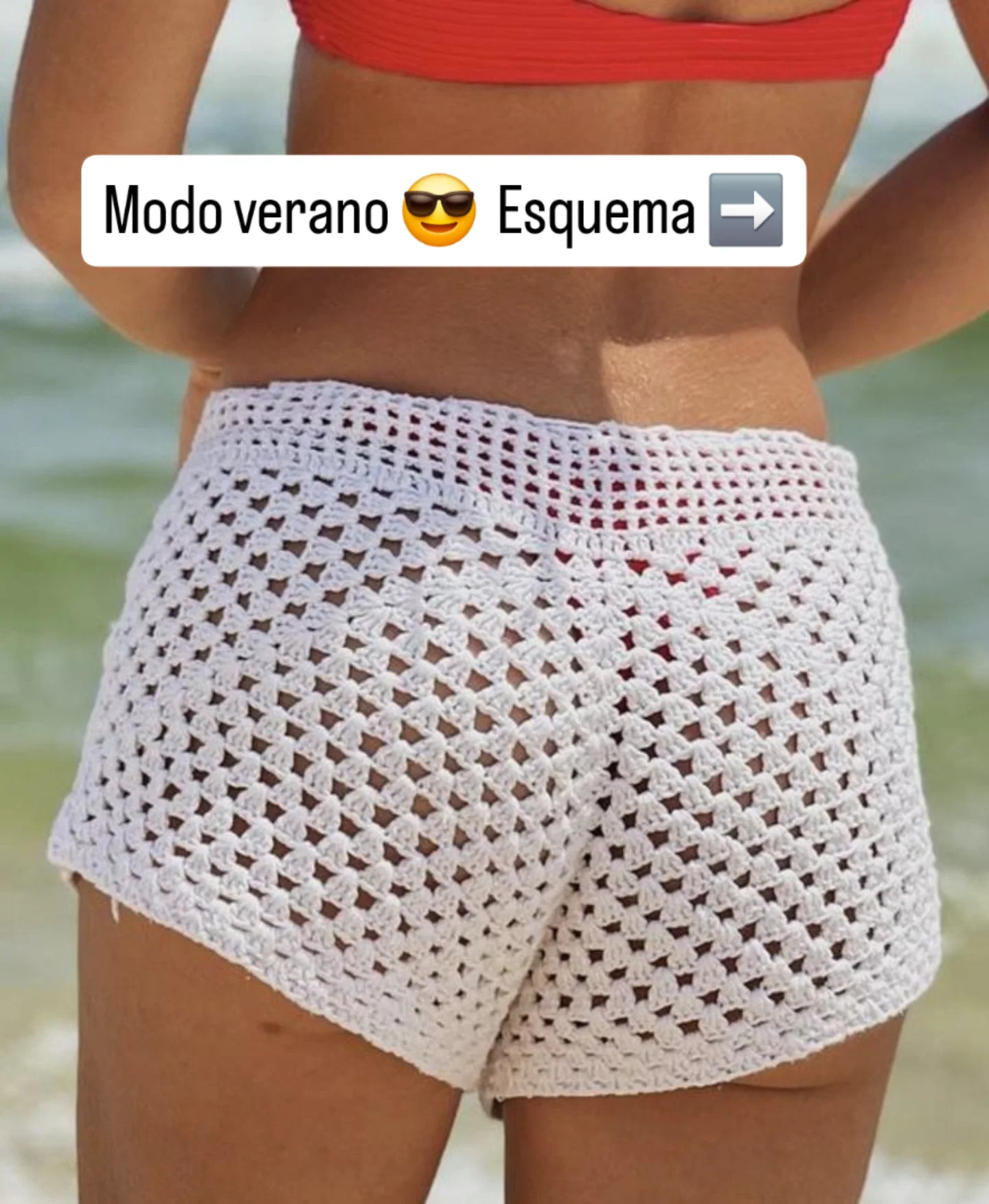 Short básico de crochet estilo verano con patrón gráfico