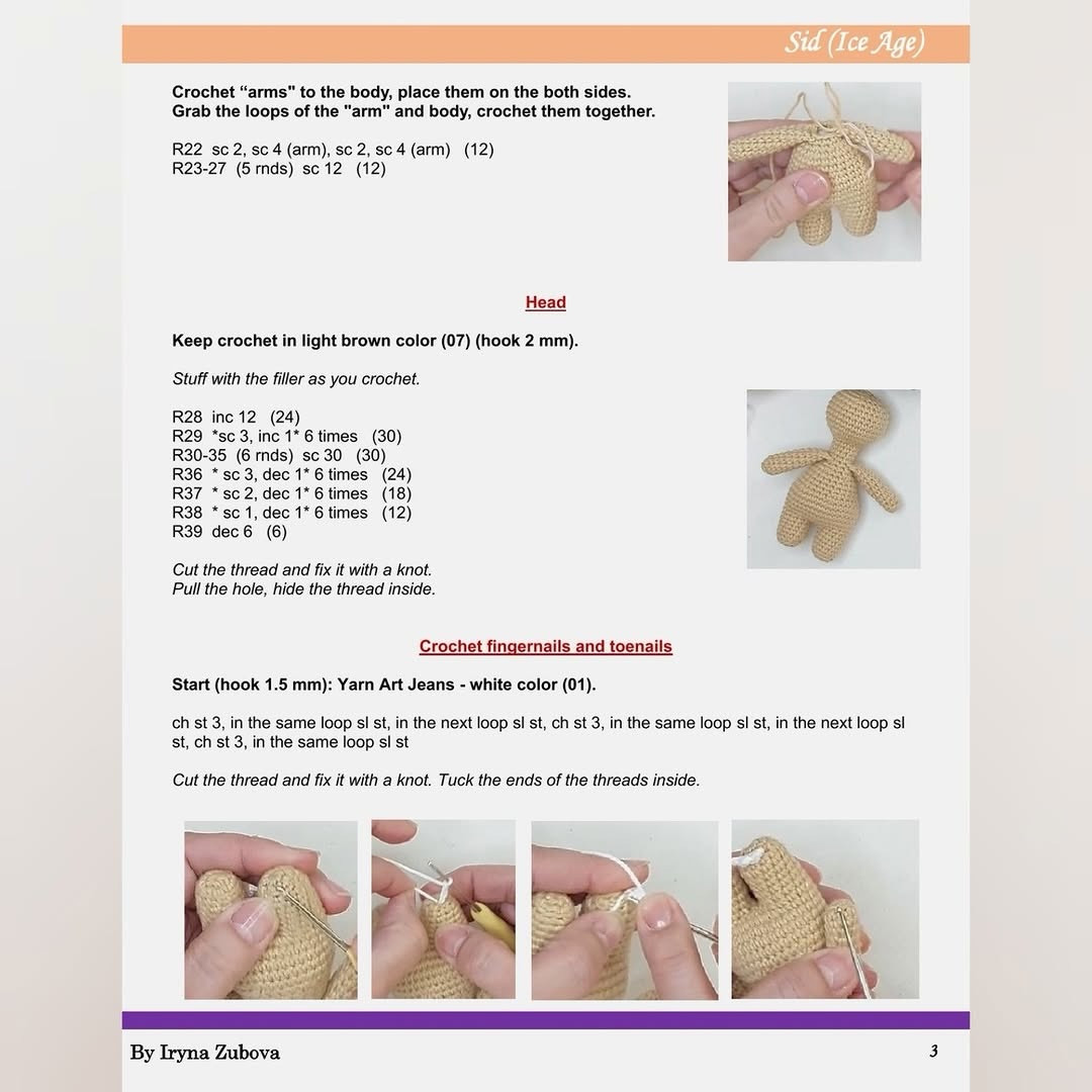 Sid (Ice Age) Crochet Pattern: Complete Amigurumi Doll Tutorial by Iryna Zubova