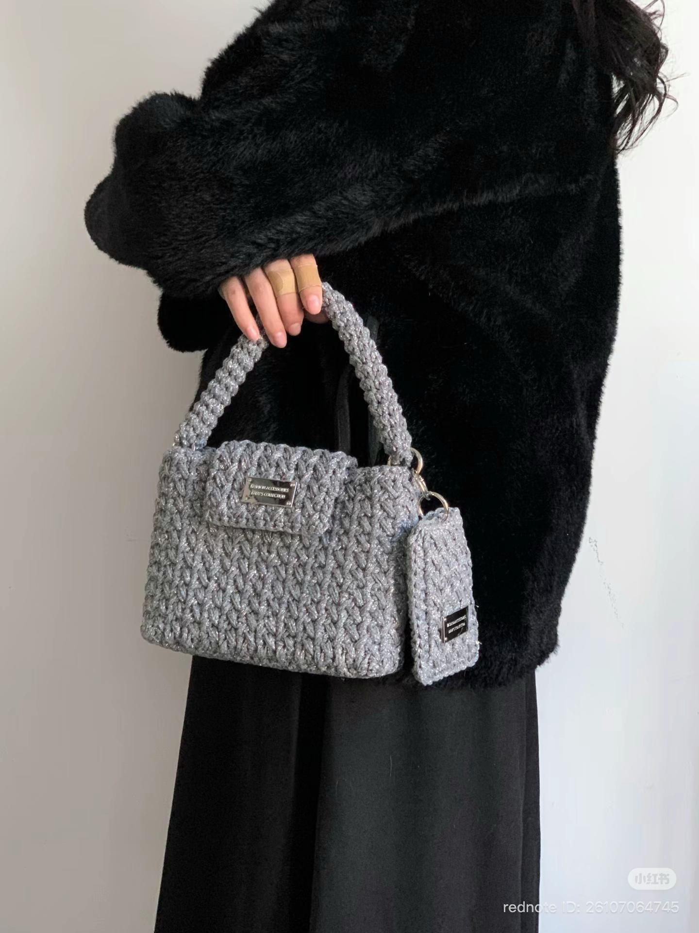 Silver Grey Crochet Handbag Pattern Tutorial