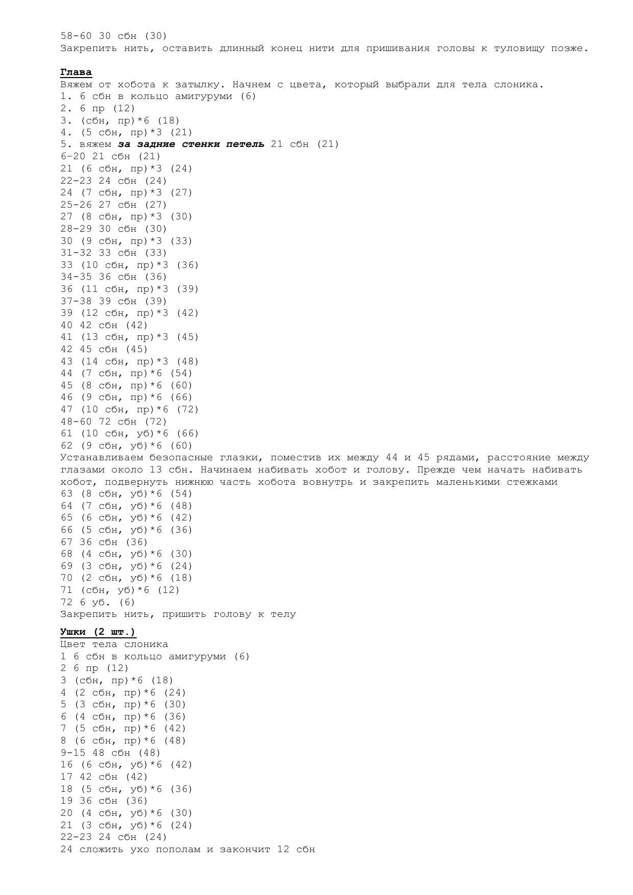 Схема амигуруми слоненка: вязание крючком тела, головы, ушей, рук и ног с пошаговыми инструкциями
