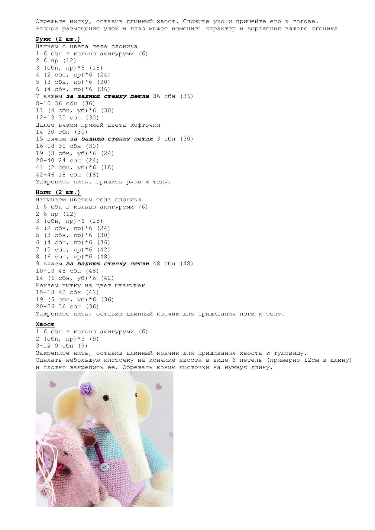 Схема амигуруми слоненка: вязание крючком тела, головы, ушей, рук и ног с пошаговыми инструкциями