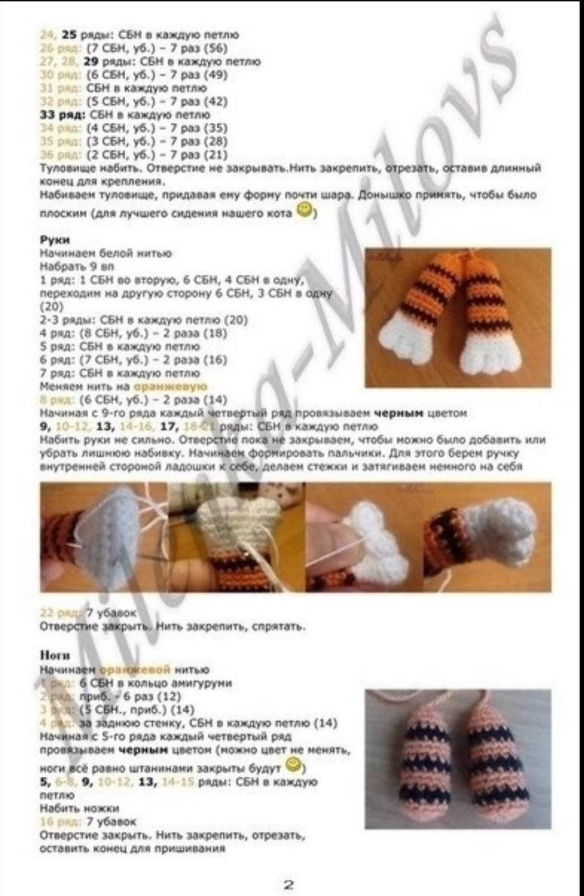 Схема вязания амигуруми Кот Василий от Milenka-Milovs